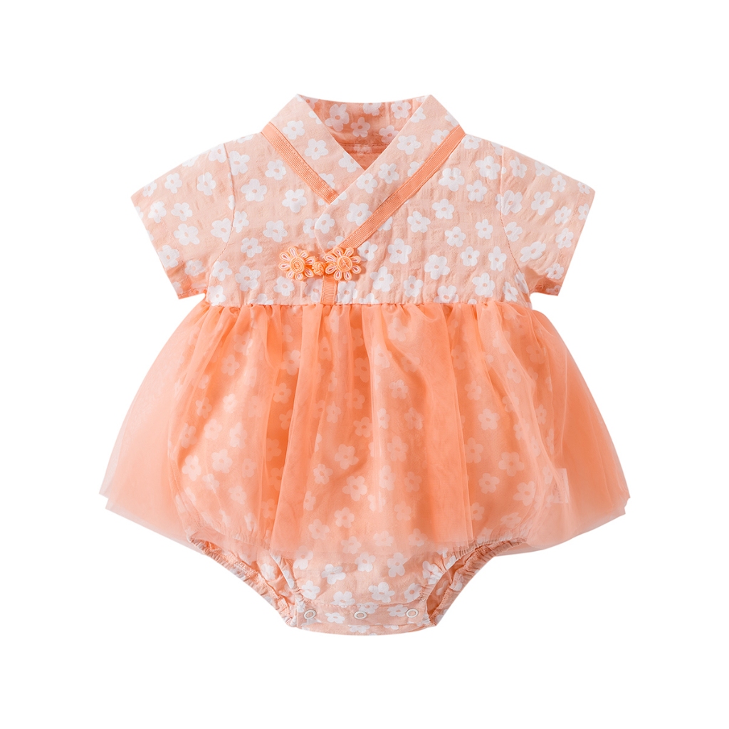【สินค้าพร้อมสต็อก】ทารกแรกเกิดเด็กผู้หญิงน่ารัก Romper บอดี้สูทเสื้อผ้า Jumpsuit ลายดอกไม้