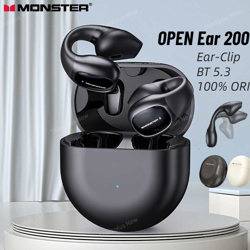 Monster Open Ear 200 หูฟังบลูทูธ 5.3 ลดเสียงรบกวนอัจฉริยะและกันเหงื่อ  สำหรับโทรศัพท์Android/IOSหูฟังไร้สาย
