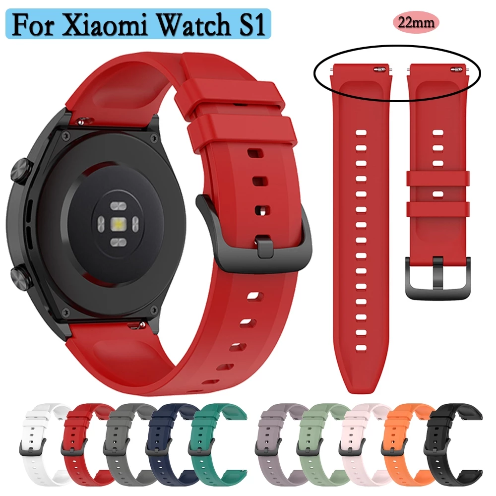 สําหรับ Xiaomi Mi Watch S1 สมาร์ทวอท์ช 22 มม.สร้อยข้อมือซิลิโคนสําหรับ Mi Watch S1 เปลี่ยนสายรัดข้อมือ Correa