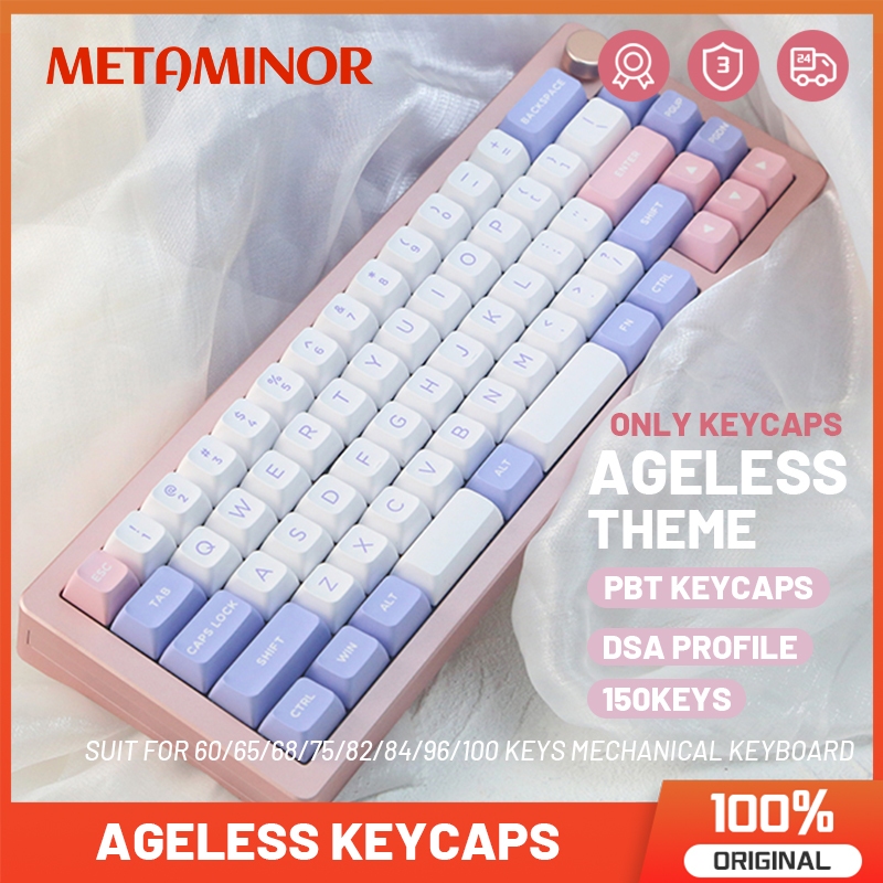 Weikav 150keys คีย์บอร์ดเครื่องกล Keycaps DSA Profile PBT Double Shot Keycap สีชมพูสีม่วง Keycaps