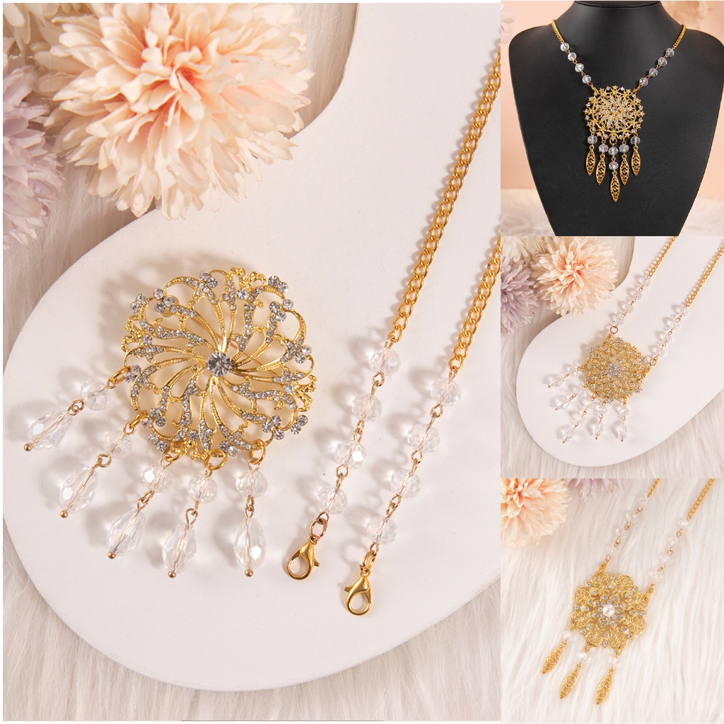 สร้อยคอเข็มกลัดคริสตัล Kerongsang Doh Kebaya Eksklusif Berantai เข็มกลัดหมุดผู้ใหญ่ สามารถทําอุปกรณ์