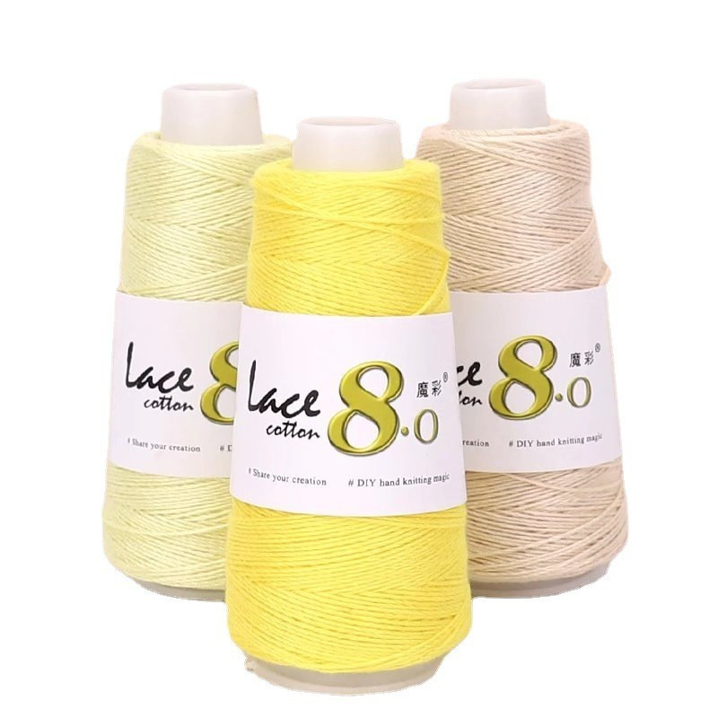 เส้นด้าย8.0ผ้าฝ้ายผสมผ้าลินินลูกไม้ถักด้วยมือ DIY เด็กเสื้อกันหนาวเด็กผ้าพันคอโครเชต์วัสดุกระเป๋า
