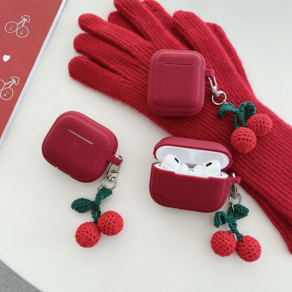 สําหรับ airpods 4 pro 2nd gen 1 2 pro 3 cover red cherry airpods case