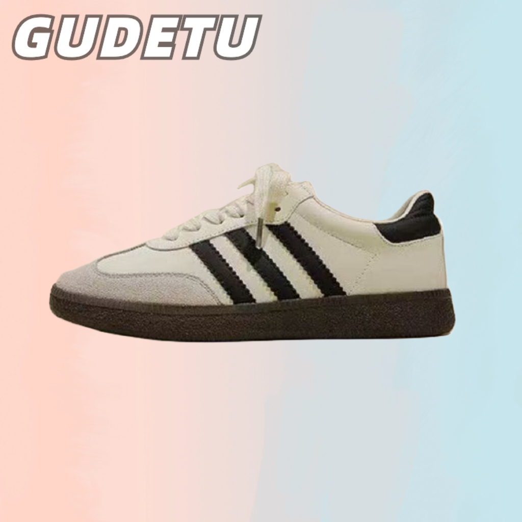 GUDETU.SNEAKERS.รองเท้ากีฬาลําลอง พื้นแบน น้ําหนักเบา สีขาว สไตล์เยอรมันเรโทร สําหรับผู้หญิง