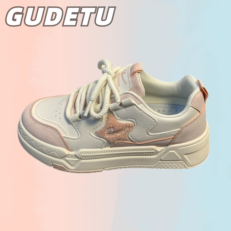 GUDETU.SNEAKERS.ใหม่ รองเท้าลําลอง ส้นหนา ขนาดเล็ก สีขาว สําหรับเด็ก