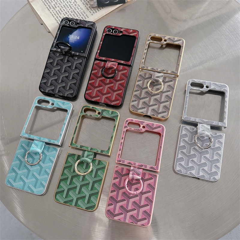 เคสโทรศัพท์มือถือ แบบพับได้ พร้อมแหวนคล้อง หลากสี สําหรับ Samsung Galaxy Z Flip3-4-5