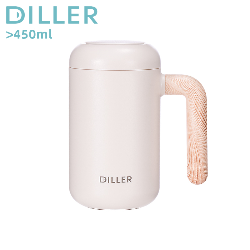 Diller กระติกน้ําร้อนกรองชาเซรามิค SUS316 กระติกน้ําสูญญากาศสแตนเลสแก้ว 460ml MLH9148