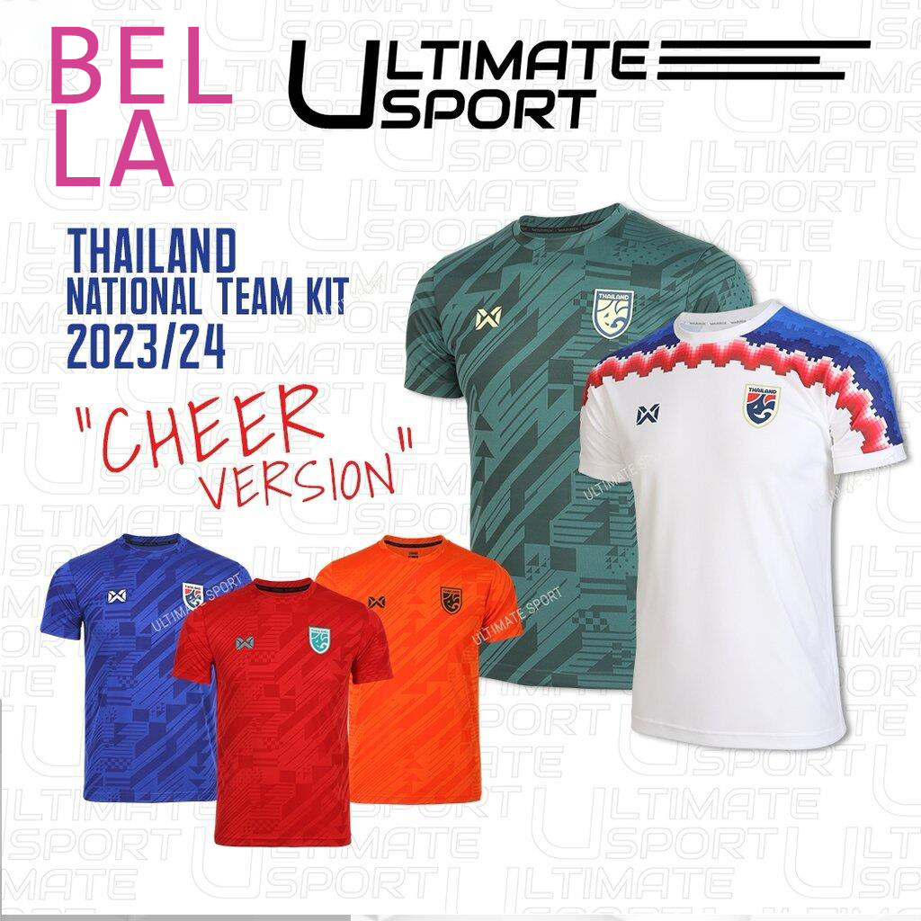 Bella's store WARRIX ใหม่ล่าสุด!! เสื้อเชียร์คอกลม 2023-2024 เสื้อฟุตบอลทีมชาติไทย Thailand National Team Kit (Cheer Version)