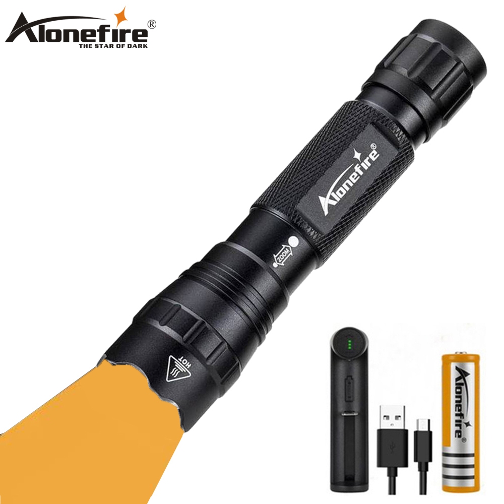 Alonefire TK503 ไฟฉาย LED สีเหลืองส้ม ซูมได้ แบบพกพา โคมไฟตั้งแคมป์ ไฟฉายถ่ายภาพ