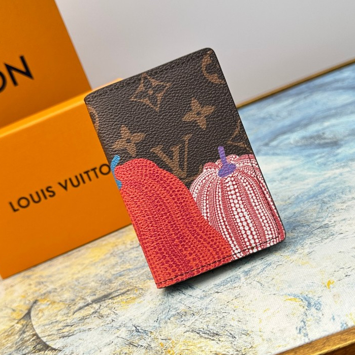 กล่อง  LV/Louis Vuitton กระเป๋าสตางค์ใหม่แท้แท้ หนังแท้แท้ Louis Vuitton x Yayoi Kusama Collection W