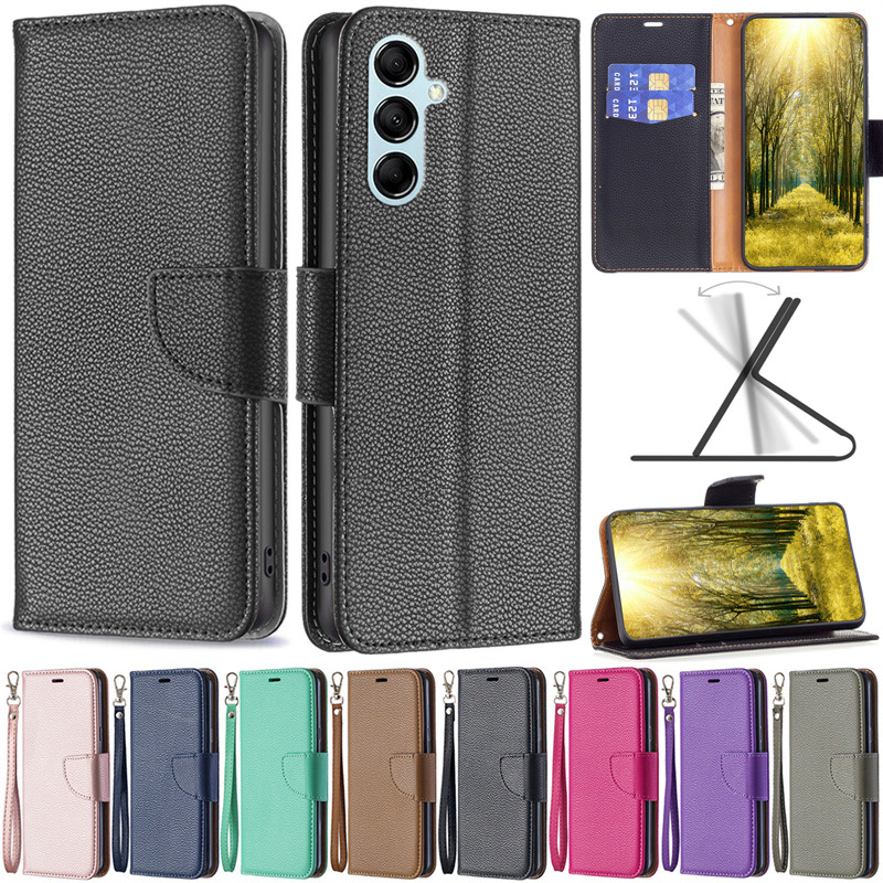 เคสโทรศัพท์หนัง PU นิ่ม ฝาพับ พร้อมช่องใส่บัตร ตั้งได้ สําหรับ Samsung Galaxy S24 Ultra A55 A35 S24 Plus S24+ A04S A04