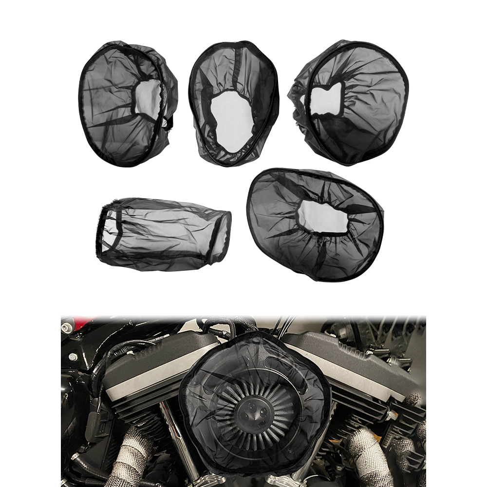 รถจักรยานยนต ์ กรองอากาศทําความสะอาดกันน ้ ํา Rain Sock Dust Proof Rain Cover สีดําสําหรับ Harley Softail Touring Sportster XL 883 Dyna