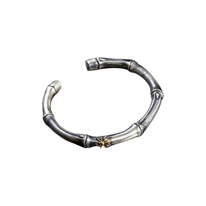 สร้อยข้อมือเงินไทย อินเทรนด์ ย้อนยุค ความทุกข์ทรมาน ทึบ คอนเทนต์ สี่เหลี่ยม สันติภาพ ไม้ไผ่ คู่รัก เปิดสร้อยข้อมือ - รูปที่ 3