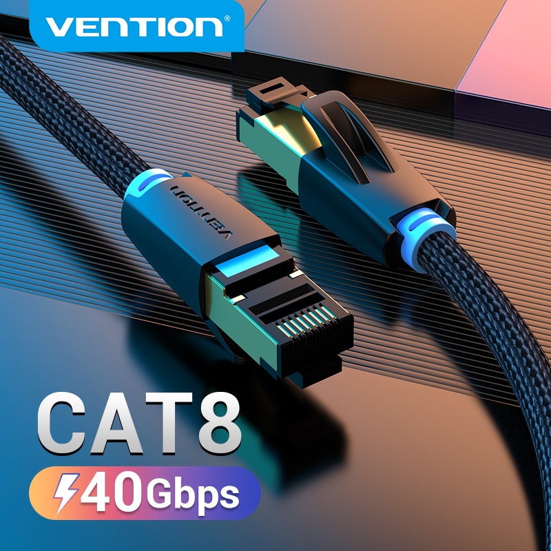 Vention Cat8 สายแลน RJ45 40Gbps 2000MHz สายเคเบิลอีเธอร์เน็ตไนลอนถัก สายแพทช์ SFTP สำหรับ PS4 เราเตอร์คอมพิวเตอร์ IKG