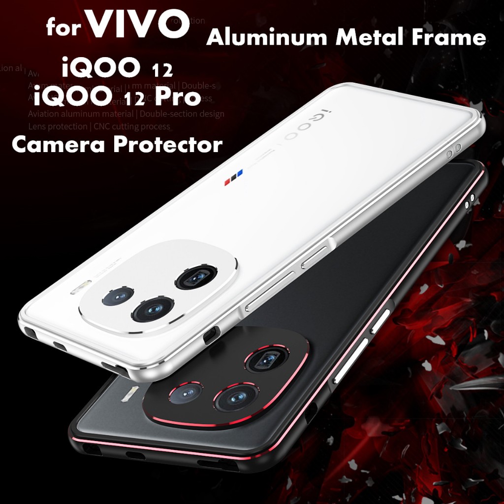 Luxury Aluminum Alloy Magnetic Case for VIVO iQOO12 iQOO 12 Pro Cases Shockproof Metal Frame Camera 