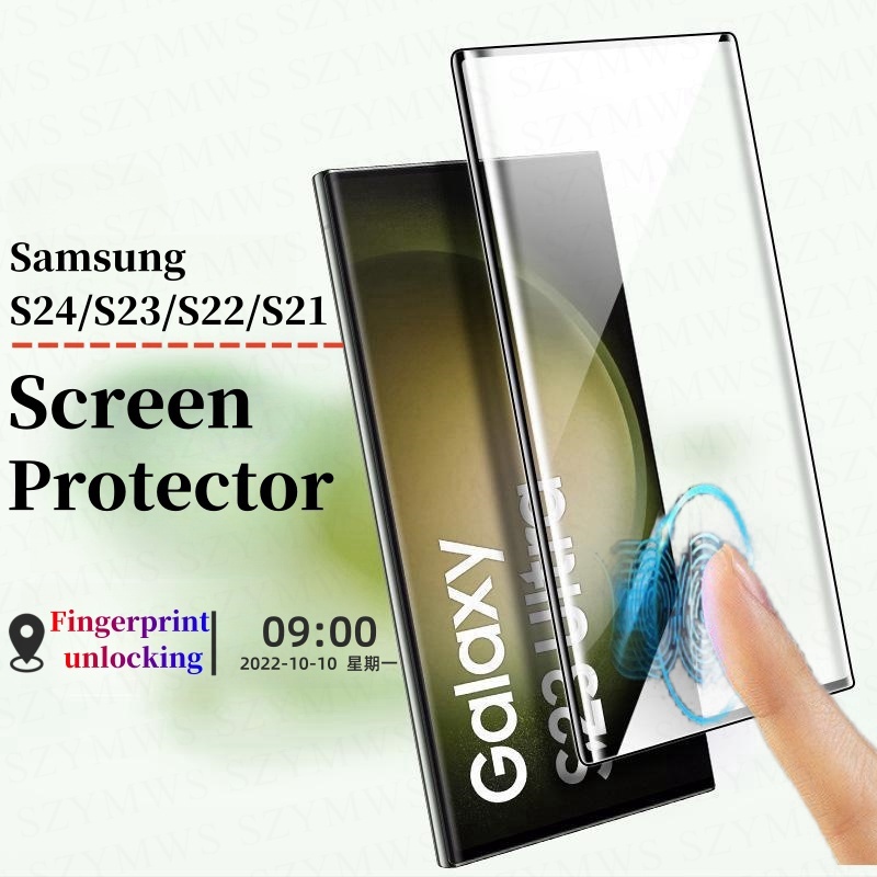 SAMSUNG กระจกนิรภัยกันแตก Full Clear สําหรับ Galaxy S26/S25/S24/S23 Ultra & Plus รองรับปลดล็อคด้วยลายนิ้วมือ