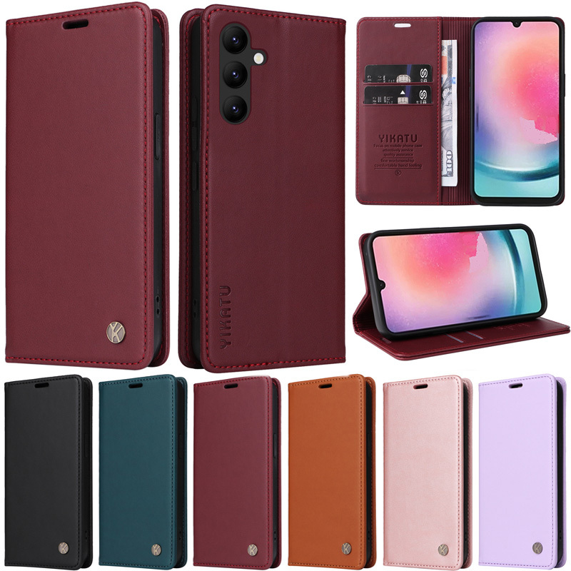 SAMSUNG หรูหราสําหรับSamsung Galaxy A56 5G A26 A17 A36 A16 A15 5G A25 5G A35 A55 5G A15 5G S25 FE Slimหนังสือสไตล์กระเป๋าสตางค์หนังช่องใส่การ์ดพลิกโทรศัพท์ผิวฝาครอบกรณี