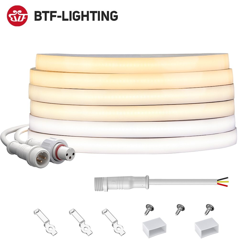 Btf-lighting 5m IP67 กันน้ํา FCOB COB CCT LED Strip 2700K-6500K DC 24V