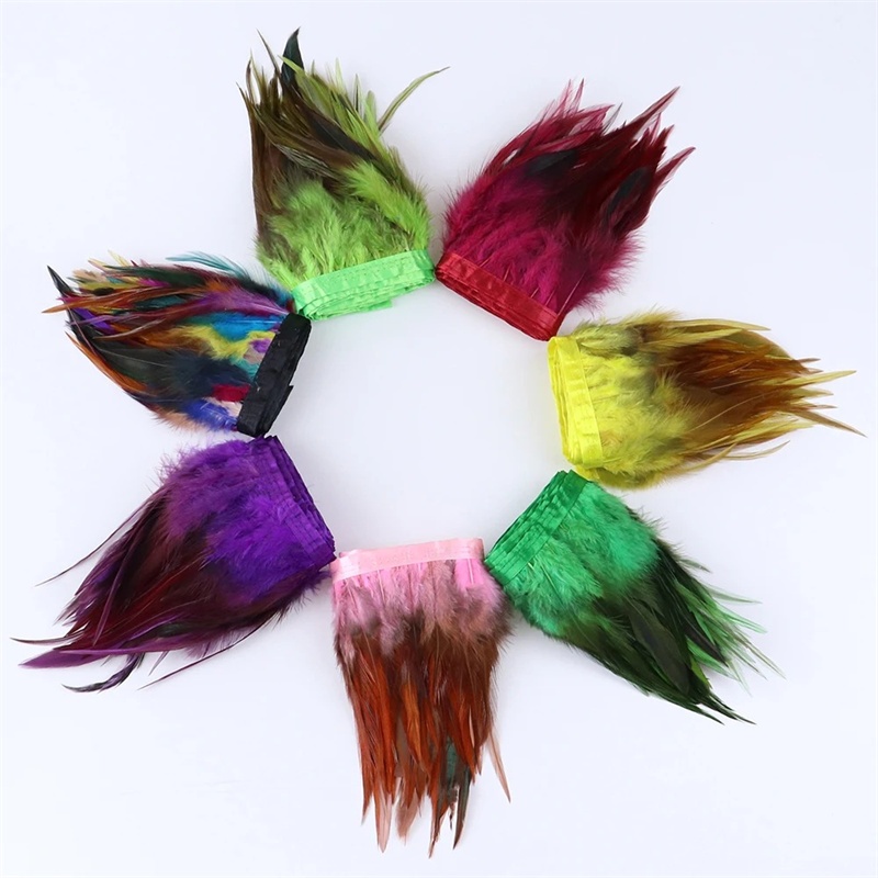 ริบบิ้นขนไก่ย้อมสี 10-13 ซม. สําหรับตกแต่งเสื้อผ้า ปาร์ตี้ DIY 1 เมตร ต่อล็อต