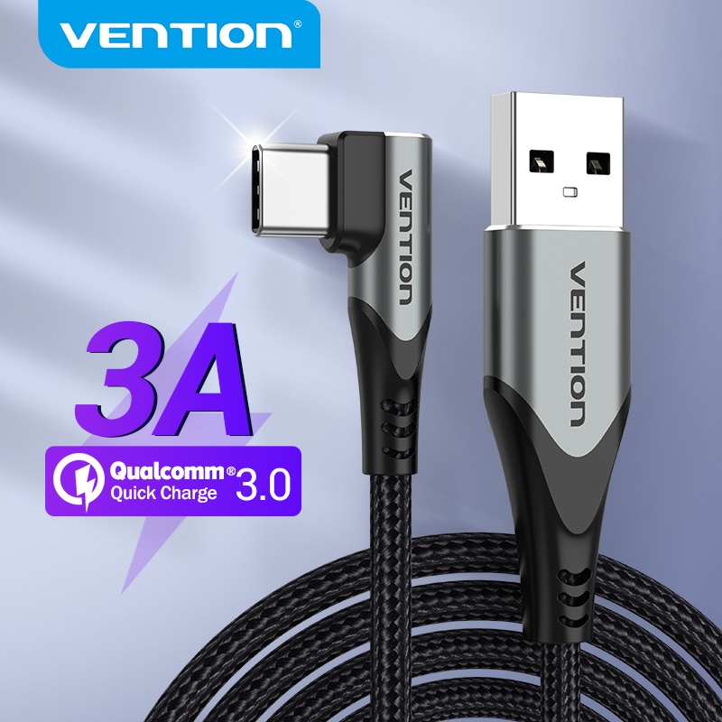 Vention สายชาร์จเร็ว Usb C มุม 90 องศา 3a 480 Mbps สำหรับ Huawei xiaomi COE