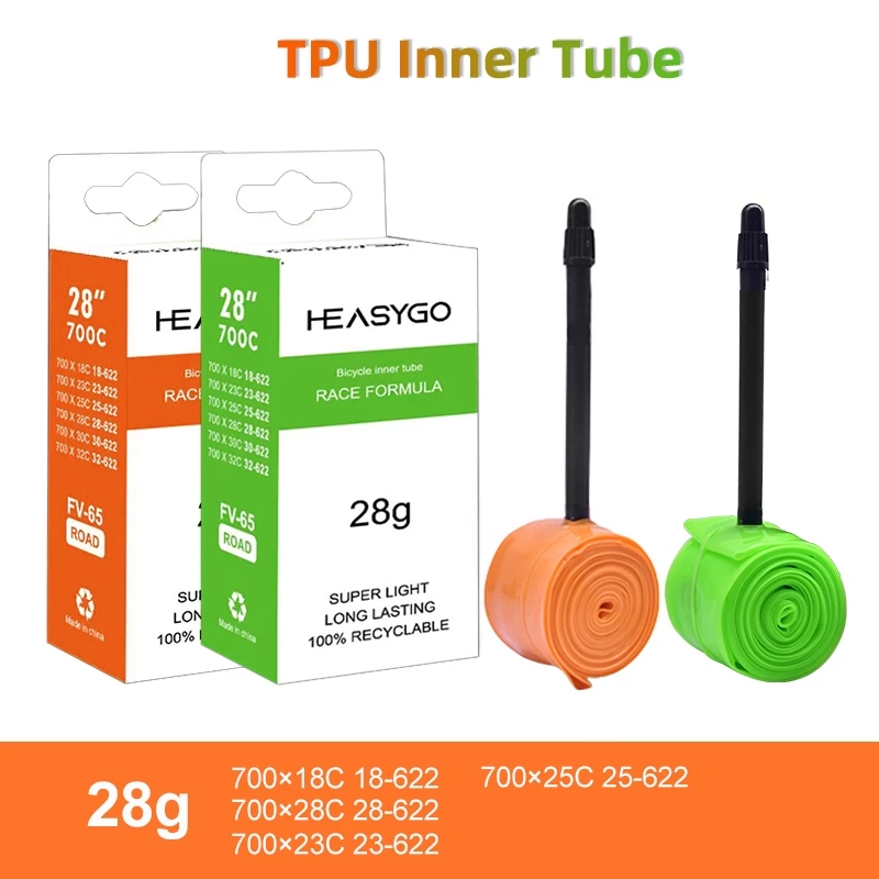 Heasygo น้ำหนักเบาเป็นพิเศษ ยางจักรยาน 700x18 23 25 28c ถนน ยางใน วาล์วฝรั่งเศส ยางในรถจักรยาน ภูเขา จักรยานยาง ในเสือหมอบ