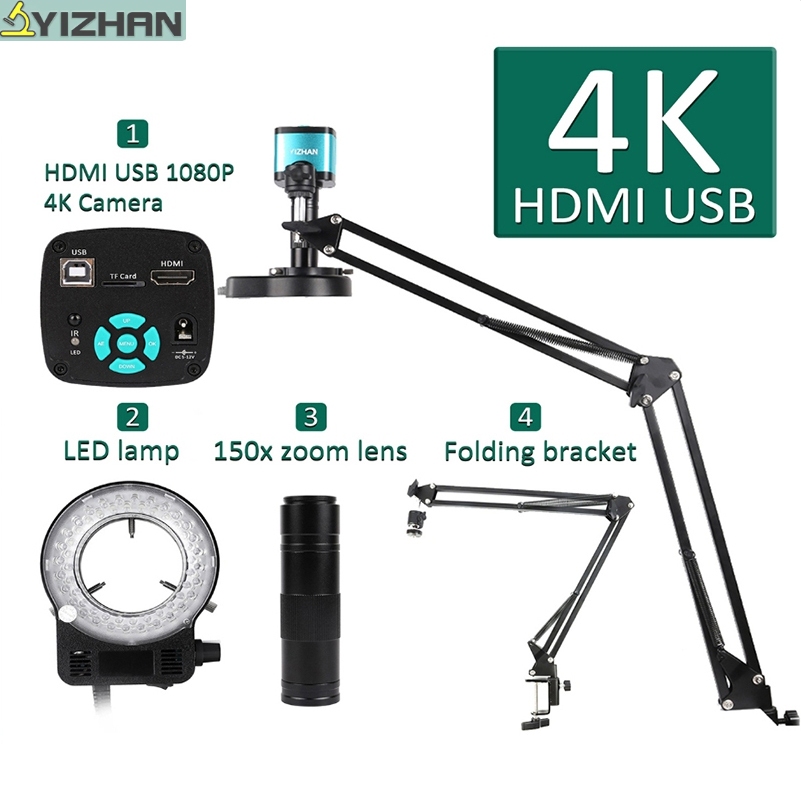 Yizhan 【จัดส่ง 24 ชั่วโมง】กล้องจุลทรรศน์ดิจิทัล อิเล็กทรอนิกส์ 4K 1080P HDMI VGA USB เลนส์ 150x พับไ