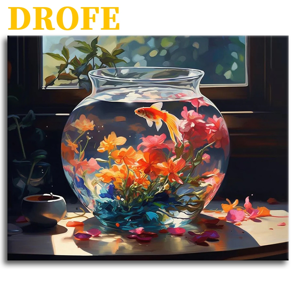 Drofe / ระบายสีตามตัวเลข / ปลาทอง / ภาพวาดสีน้ํามันดิจิทัลตามตัวเลข / ภาพระบายสี / ภาพวาด DIY / ภาพวาดผ้าใบ / ภาพวาดสีน้ํามัน / ภาพระบายสีตามตัวเลข / การตกแต่ง