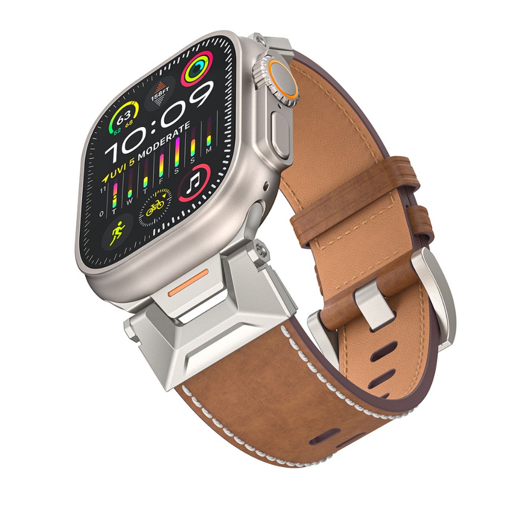 สายนาฬิกาข้อมือ สเตนเลส หนังวัวแท้ สําหรับ Apple watch Series 9 8 7 6 SE 5 4 Ultra 40 41 44 45 มม.