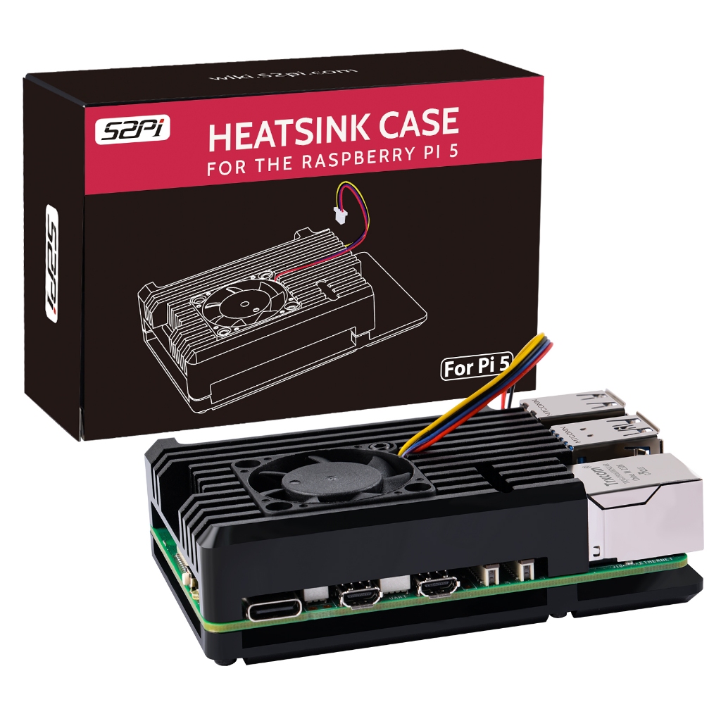 เคส 52Pi Raspberry Pi 5 พร้อมพัดลม, เคสเกราะ Raspberry Pi 5 พร้อมพัดลม สําหรับ Raspberry Pi 5