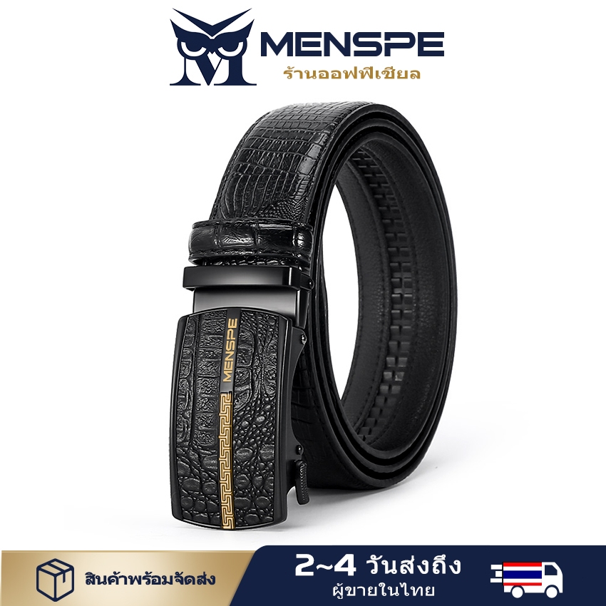 MENSPE เข็มขัดหนัง หัวเข็มขัดอัตโนมัติ สไตล์นักธุรกิจ สําหรับผู้ชาย