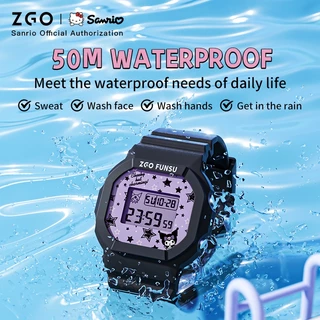 ZGO x Sanrio Kuromi นาฬิกาเด็ก แนวสปอร์ต อเนกประสงค์ มีไฟ LED กันน้ำ 100% นาฬิกานักเรียน 8611
