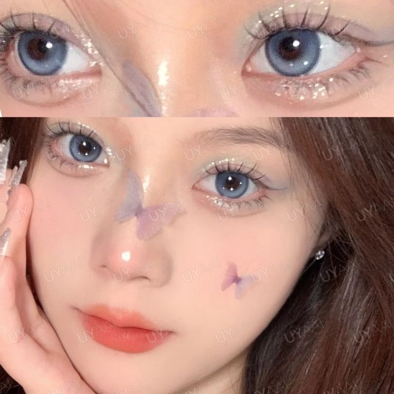 UYAAI x FRESHLADY คอนแทคเลนส์สีฟ้า คอนแทคเลนส์พระจันทร์เสี้ยว คอนแทคเลนส์สายตาสั้น