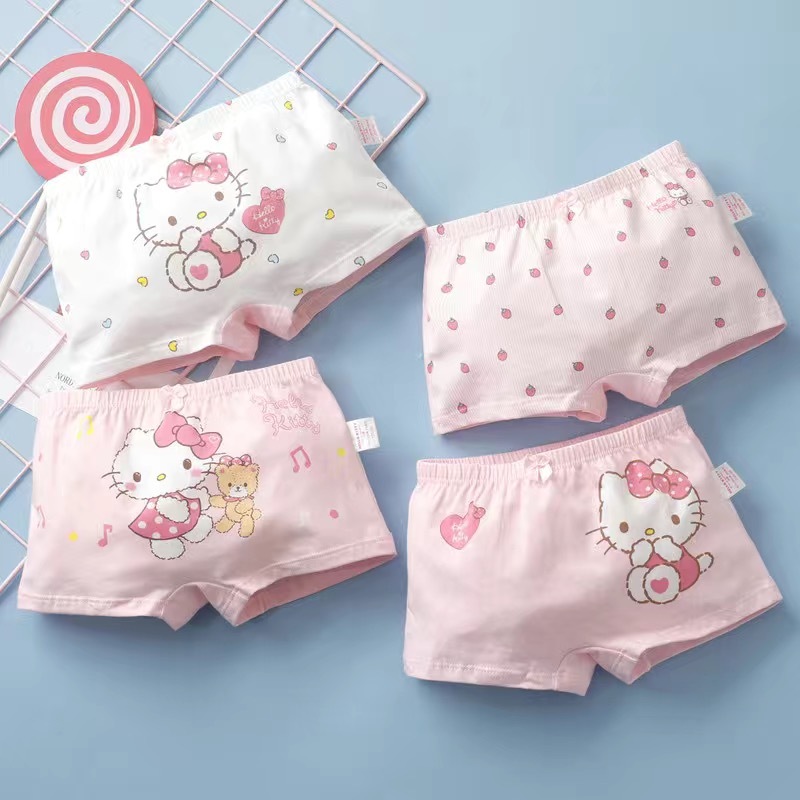 ผ้าฝ้าย สาวน้อย อันเดอร์เวีย Hello Kitty คละสี ต้องการ 4 สี กดสั่ง 4 ครั้ง ชุดชั้นใน สําหรับเด็กผู้หญิง