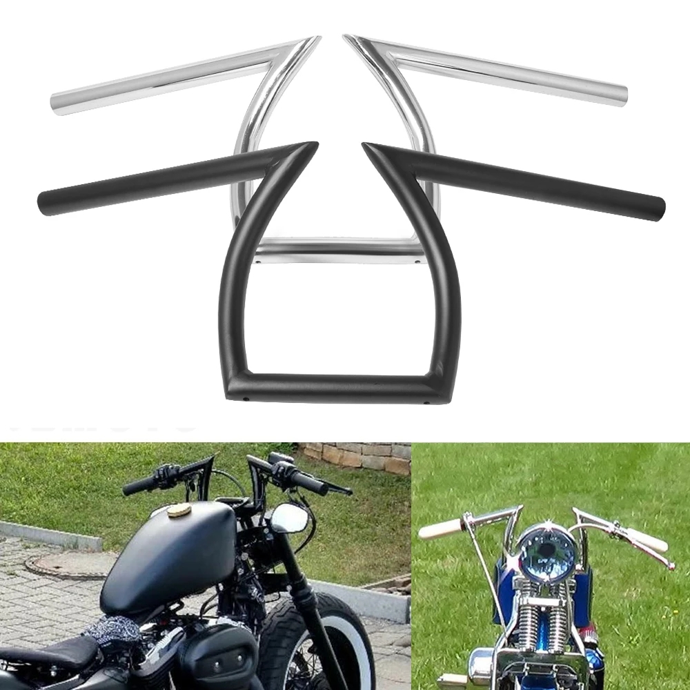 บาร์จับรถจักรยานยนต์ขนาด 25 มม. Z Bar Chopper Bobber Harley Vulcan Shadow Virago