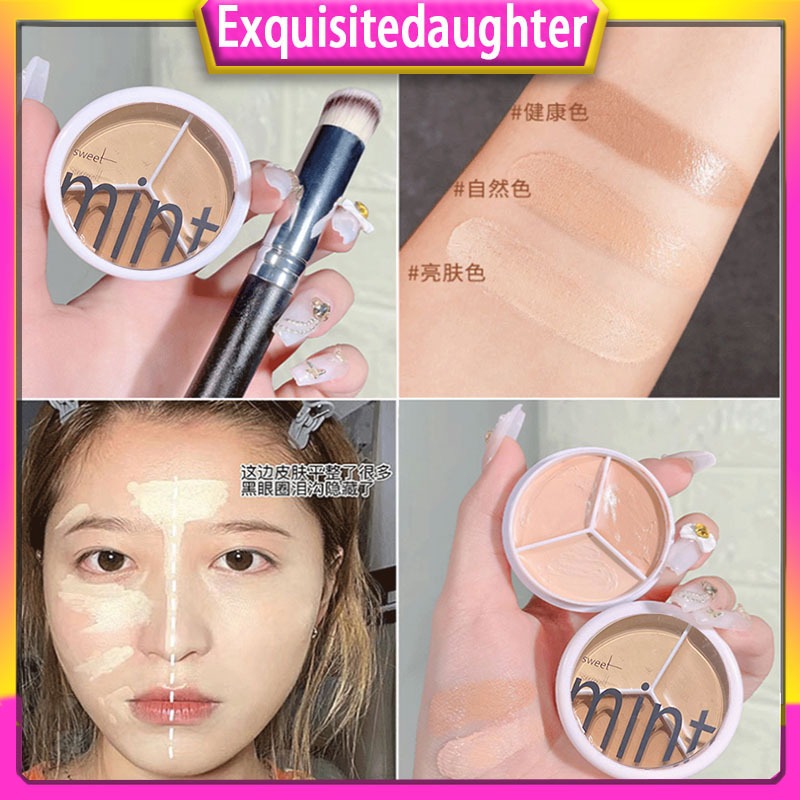 Sweet mint 3 สีคอนซีลเลอร์ palette professional แต่งหน้า face eye contour face คอนซีลเลอร์ dot dark 
