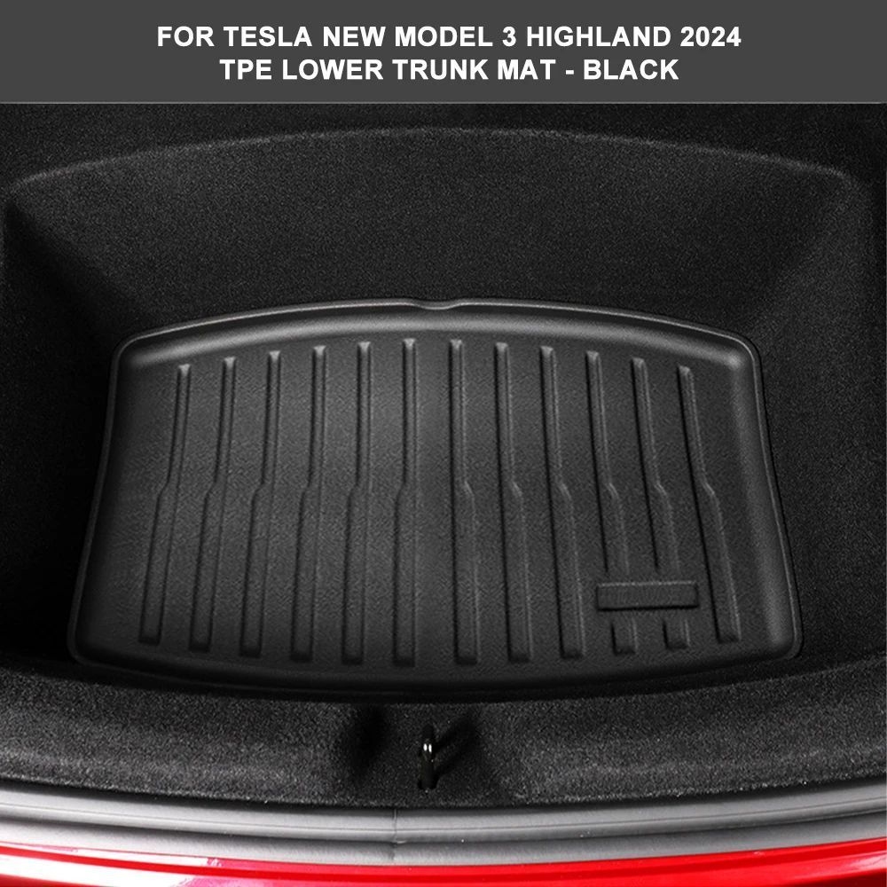 สำหรับ Tesla Model 3 Highland TPE พรมปูพื้นทุกสภาพอากาศ พรมปูพื้นท้ายรถ Model 3 2024 แผ่นรองพื้นแบบกันน้ำกันลื่น
