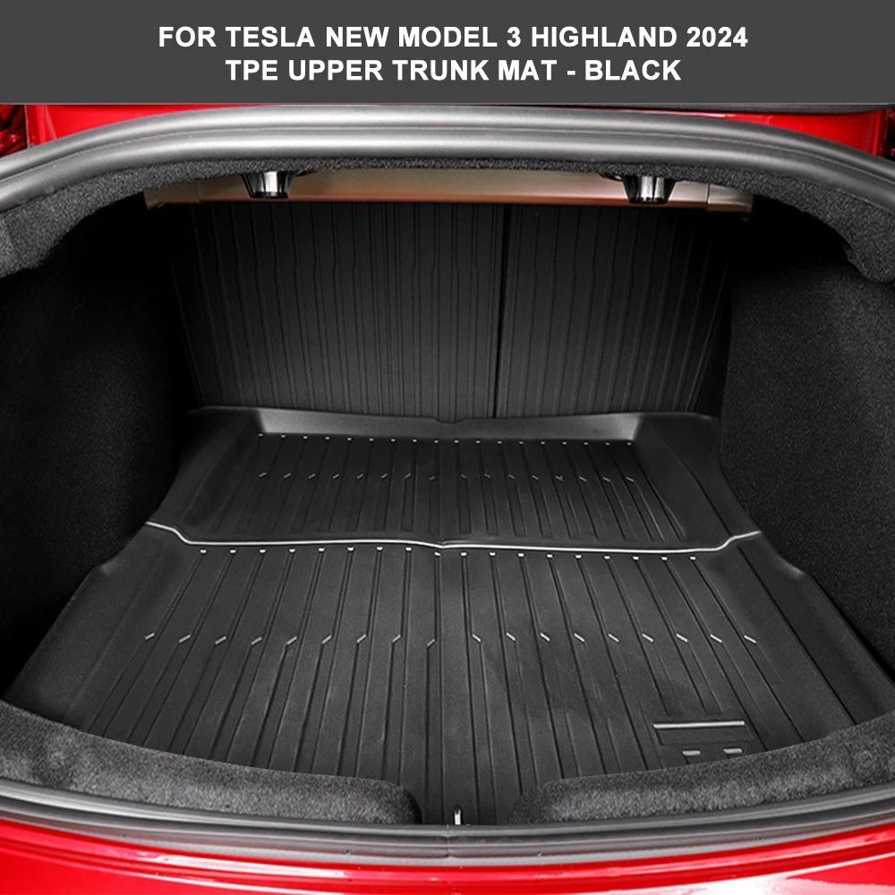 สำหรับ Tesla Model 3 Highland TPE พรมปูพื้นทุกสภาพอากาศ พรมปูพื้นท้ายรถ Model 3 2024 แผ่นรองพื้นแบบกันน้ำกันลื่น