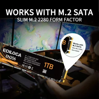Ediloca EN206 M.2 SATA SSD SATA III 6Gb/s Read 550MB/s Write 480MB/s สำหรับ Laptop/PC 256GB 512GB 1TB