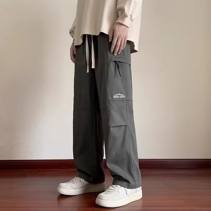 【M-3XL】กางเกงคาร์โก้ ขายาว ลําลอง มีซิป ใส่สบาย สไตล์เกาหลี เรโทร สําหรับผู้ชาย