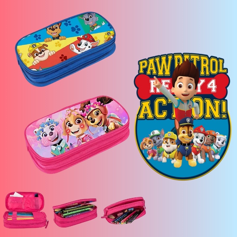 Paw Patrols กระเป๋าเครื่องเขียน กระเป๋าดินสอ พิมพ์ลายการ์ตูน ความจุขนาดใหญ่ สําหรับเด็กนักเรียน