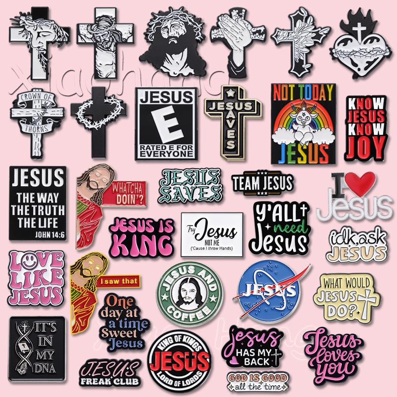 100 รูปแบบ Creative Christ Jesus Enamel Pins เข็มกลัด Vintage Cross Christian เข็มกลัดอีสเตอร์ Crucifix Pin Lapel Badges เครื่องประดับของขวัญสําหรับเพื่อน