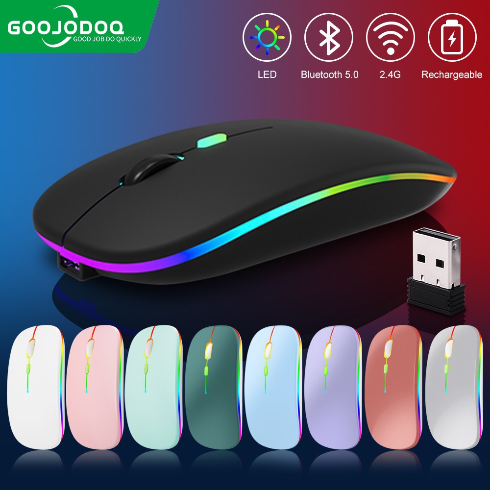 GOOJODOQ 【ไทยแลนด์สปอต】เมาส์ไร้สาย เมาส์บลูทูธ ไฟได้ เมาส์เล่นเกมแบบ