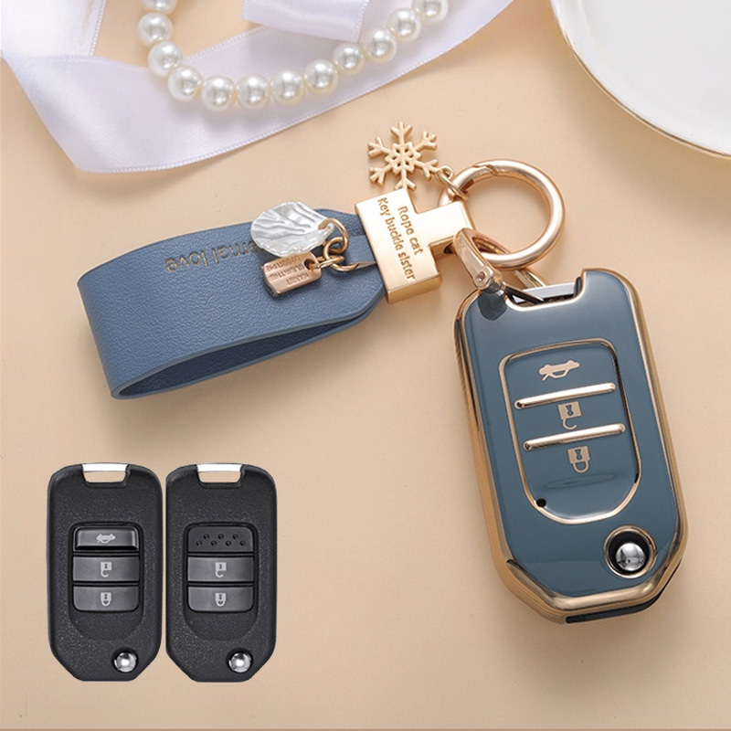 เคสกุญแจรีโมทรถยนต์ แบบพับได้ 2 3 ปุ่ม สําหรับ Honda HRV Jazz BRV