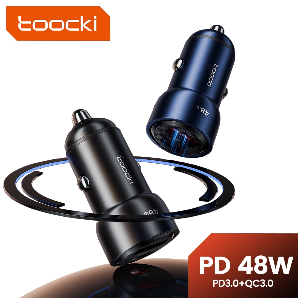 Toocki ที่ชาร์จในรถยนต์ 60W PPS ชาร์จเร็ว QC3.0 PD 3.0 Type C ที่ชาร์จโทรศัพท์ USB แบบพกพา