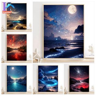 Hamlet【30*40 ซม.】ภาพวาดกราฟฟิตี้ รูปท้องฟ้ากลางคืน ตามตัวเลข…