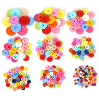 กระดุม ทรงกลม 4 รู คละสี แฮนด์เมด DIY สําหรับเสื้อผ้า กระเป๋าเป้สะพายหลัง [10-30 มม.]
