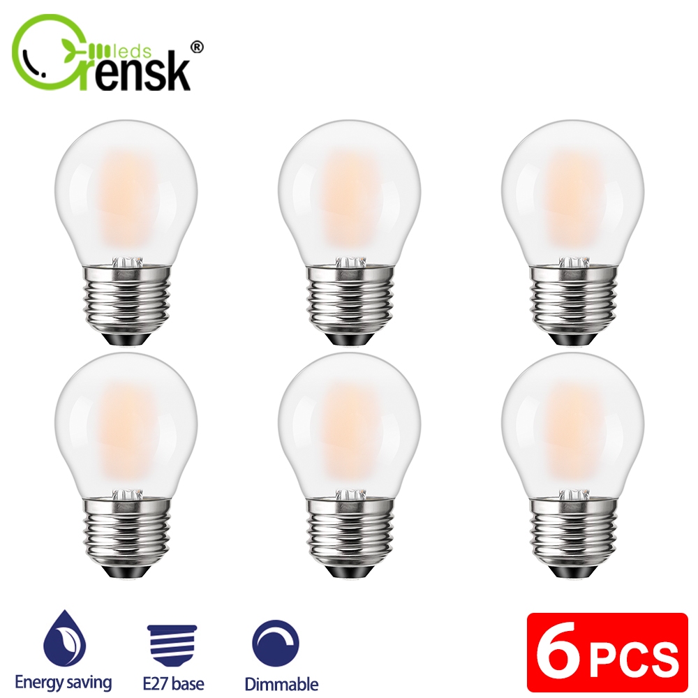 6/25pcs G45 Dimmable Milky หลอดไฟ LED Globe Edison หลอดไฟ LED 4W 6W E27 220V Warm White Ball String หลอดสําหรับในร่มและกลางแจ้งตกแต่งบ้านเปลี่ยนไฟ