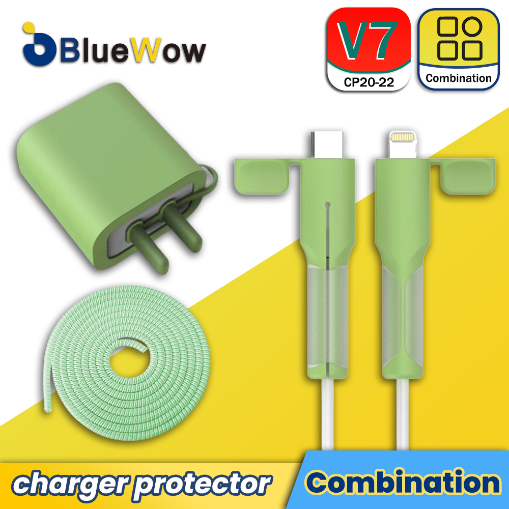 Bluewow ใหม่ ตัวป้องกันสายชาร์จ ซิลิโคนนิ่ม 20W Type C สําหรับ iP15 14 13 12 11promax