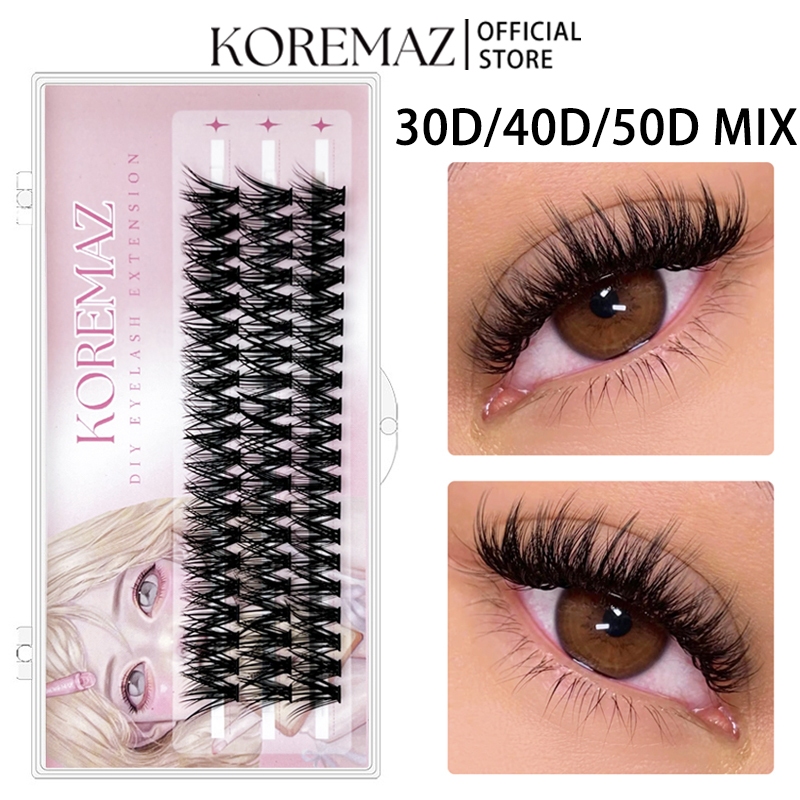 KOREMAZ ขนตาปลอม 60 คลัสเตอร์ D Curl 30D 40D 50D DIY ขนตาปลอม ช่อหนา (คลัสเตอร์ D-9-16 คละแบบ)