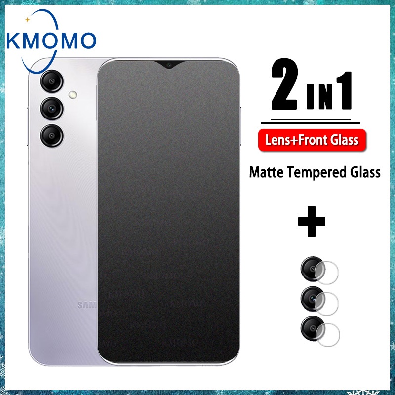 2 ใน 1 ฟิล์มกระจกแบบด้าน ฟิล์มเล่นเกมส์ กันรอย For Samsung Galaxy A16 A06 A55 5G A35 A25 A15 A05 A05s A54 A24 A34 A14 A53 5G A52s A52 A13 A33 A23 A73 A22 A32 ฟิล์มเลนส์กล้องสำหรับ